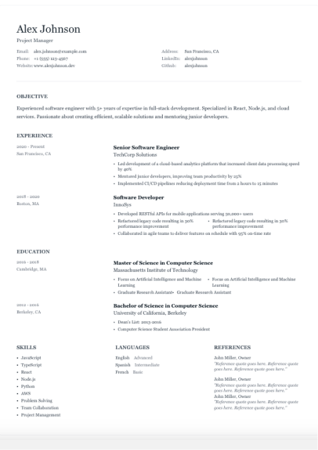 Elegant template preview